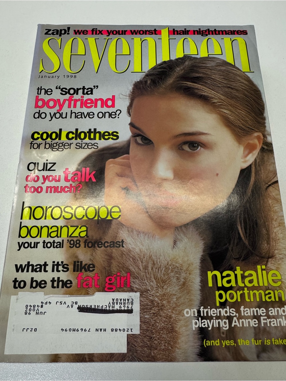 Seventeen 17 Teen Magazine January 1998 Natalie Portman